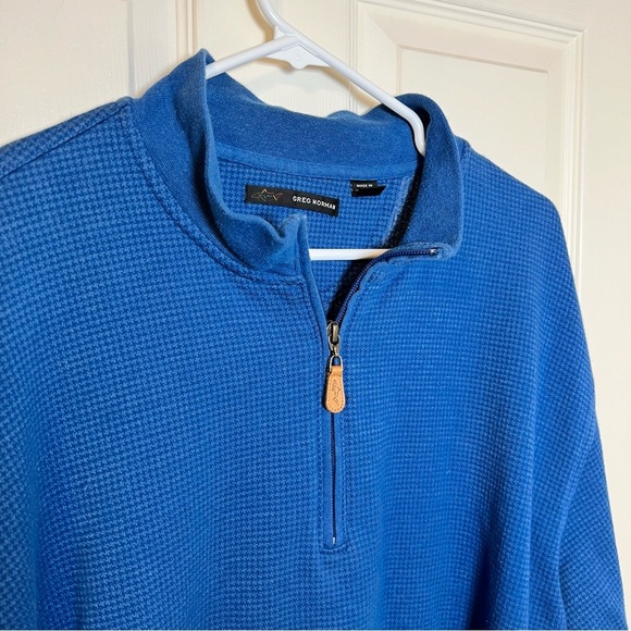 Greg Norman 1/4 Zip Pullover Blue Houndstooth Print Cotton/Poly Blend Size XL - Picture 2 of 8